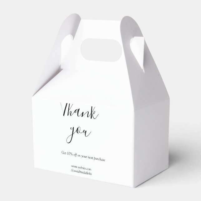 Thank you for order discount code website social b favor boxes (Front Side)