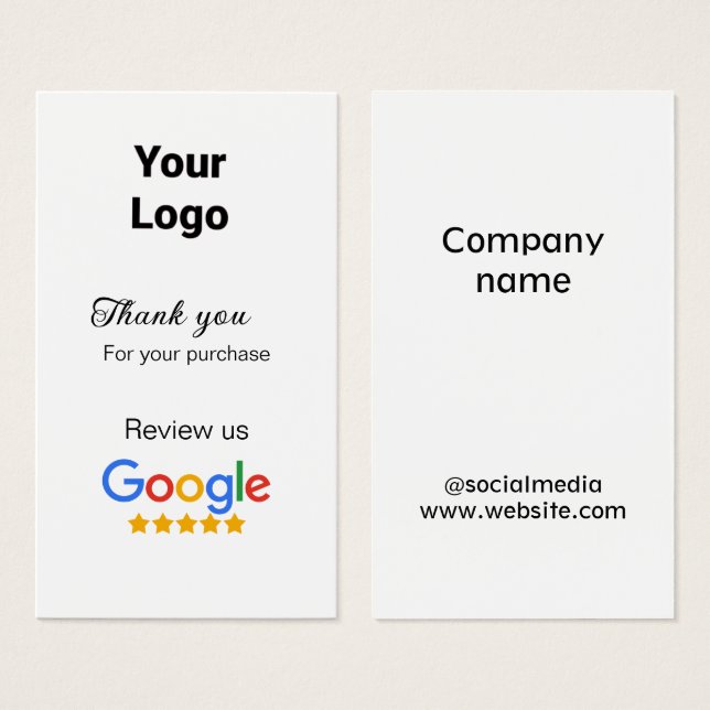 Thank you for order Google review add logo website (Front & Back)