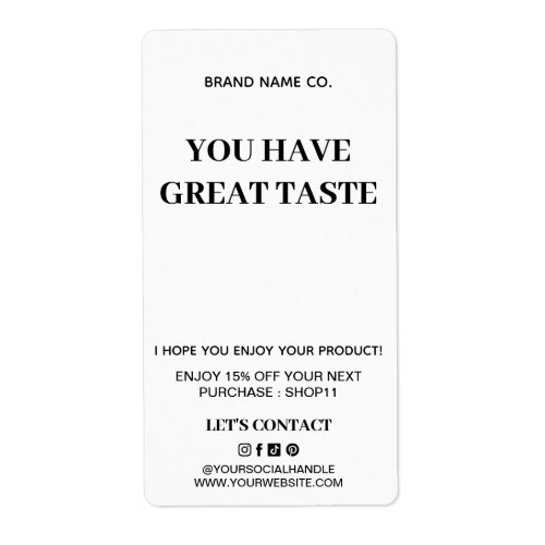Thank You For Order Modern  You Have Great Taste Label