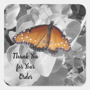 Thank You for Order Monarch Butterfly Business Square Sticker
