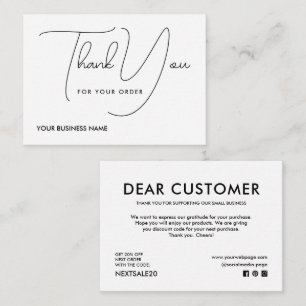 Thank you for order note card
