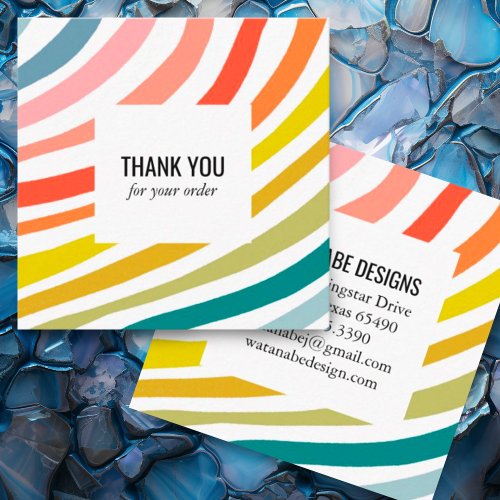 Thank you for Order Rainbow Minimalist Stripes Square Business Card