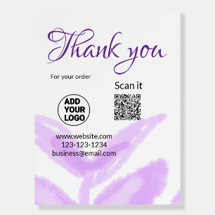 Thank you for order scan QR purple leaves logo web Foam Board