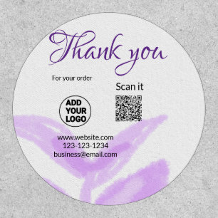 Thank you for order scan QR purple leaves logo web Patch