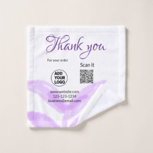 Thank you for order scan QR purple leaves logo web Wash Cloth