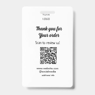 Thank you for order scan Review us business logo Badge