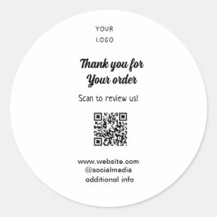 Thank you for order scan Review us business logo Classic Round Sticker