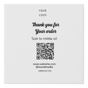 Thank you for order scan Review us business logo Faux Canvas Print