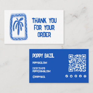 Thank You for Order Social Icons QR Code Palm Tree Business Card