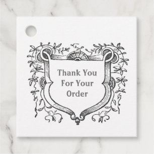 Thank You For Order Vintage Shield Appreciation Favor Tags