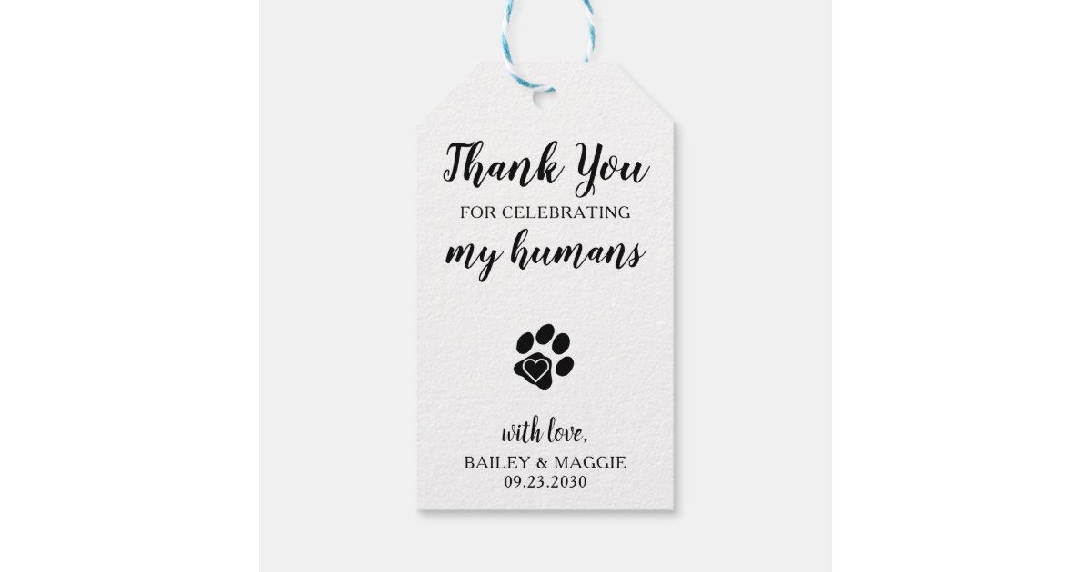 Thank You For Pet Dog Treat Wedding Favor Gift Tags | Zazzle
