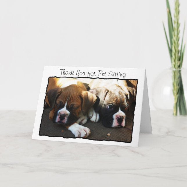 Thank You for Pet Sitting Boxer greeting card (Front)