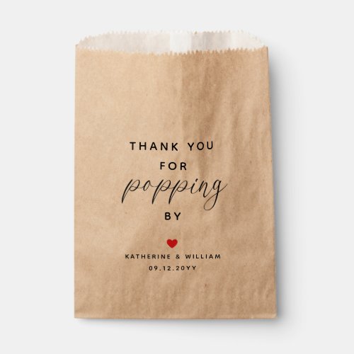 Thank You For Popping By After Wedding Popcorn  Favor Bag