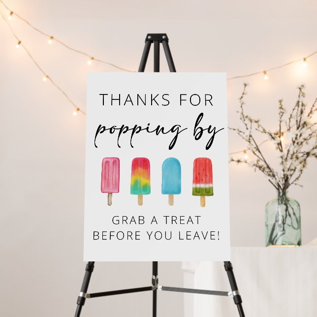 Thank You for Popping By Favor birthday sign (In Situ (Stand))