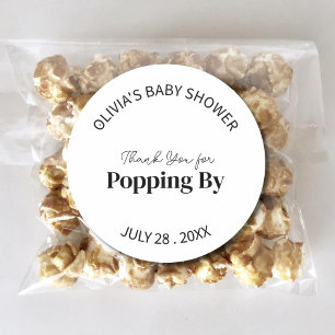Thank You For Popping By Personalised Baby Shower Classic Round Sticker