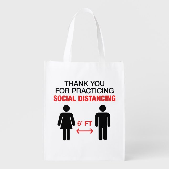 Thank You For Practicing Social Distancing Grocery Bag (Front)