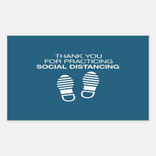 Thank You For Practicing Social Distancing Rectangular Sticker
