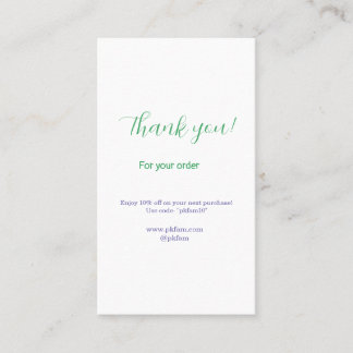 Thank you for purchase blue family business social card