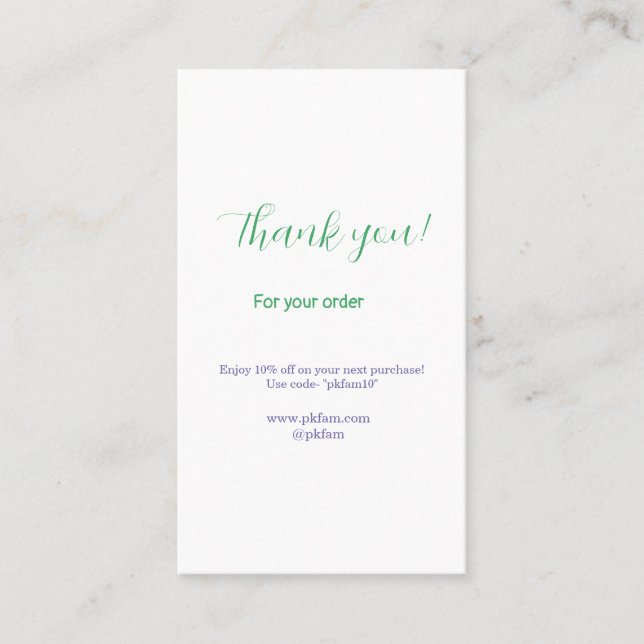 Thank you for purchase blue family business social card (Front)