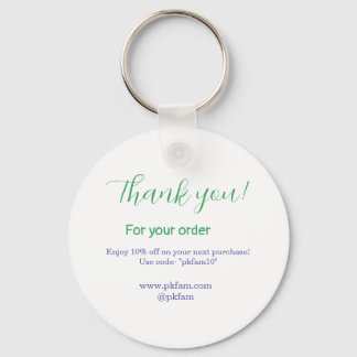Thank you for purchase blue family business social keychain