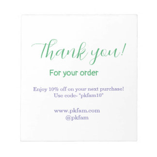 Thank you for purchase blue family business social notepad