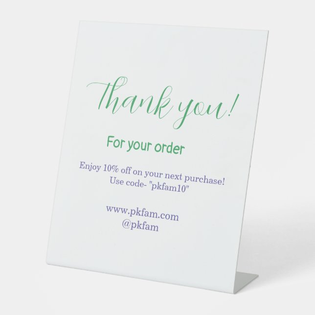 Thank you for purchase blue family business social pedestal sign (Front)