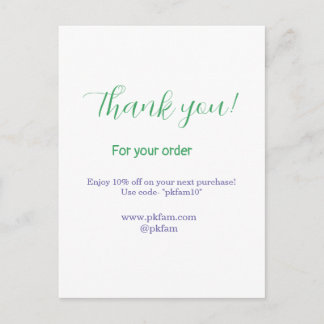 Thank you for purchase blue family business social postcard