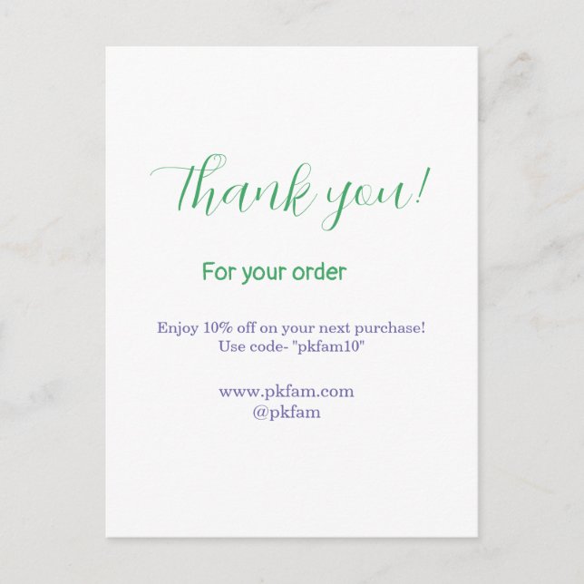 Thank you for purchase blue family business social postcard (Front)