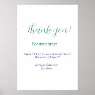 Thank you for purchase blue family business social poster