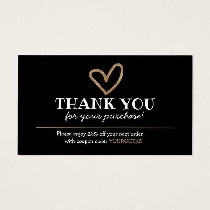 Thank You for Purchase Customer Discount Insert | Zazzle