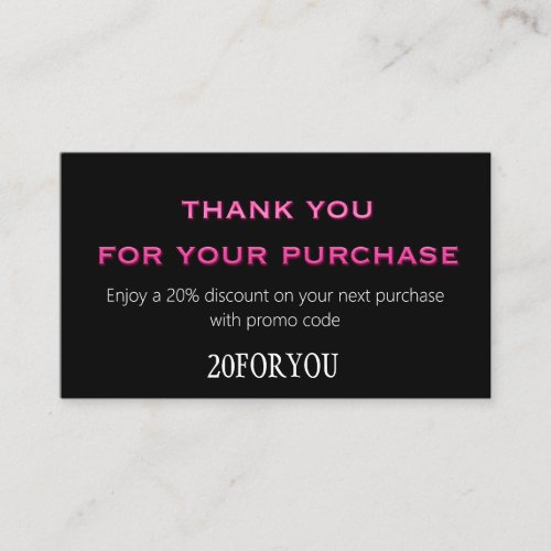 Thank You FOR PURCHASE Discount Code Minimal Business Card