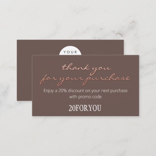 Thank You FOR PURCHASE Discount Code Minimal Business Card