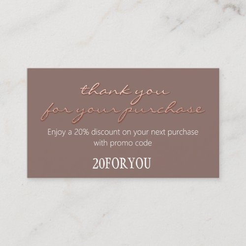Thank You FOR PURCHASE Discount Code Rose Business Card