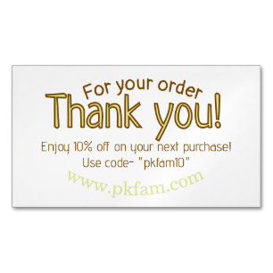 Thank you for purchase gold family business detail card magnet