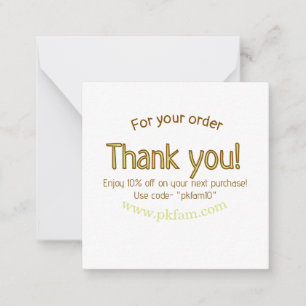 Thank you for purchase gold family business detail note card