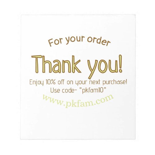 Thank you for purchase gold family business detail notepad
