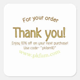 Thank you for purchase gold family business detail square sticker