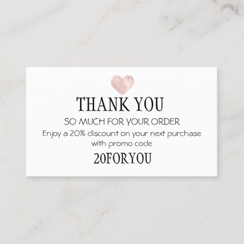 Thank You FOR PURCHASE Instagr Discount Code Business Card