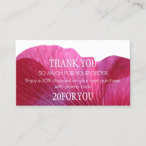Thank You FOR PURCHASE Instagr Discount code Business Card