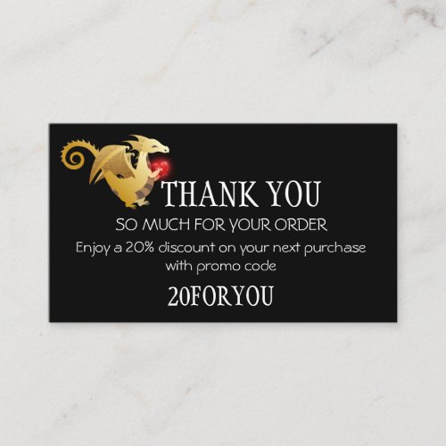 Thank You FOR PURCHASE Instagr Discount Code Drago Business Card