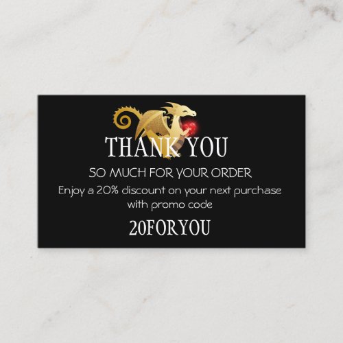 Thank You FOR PURCHASE Instagr Discount Code Drago Business Card