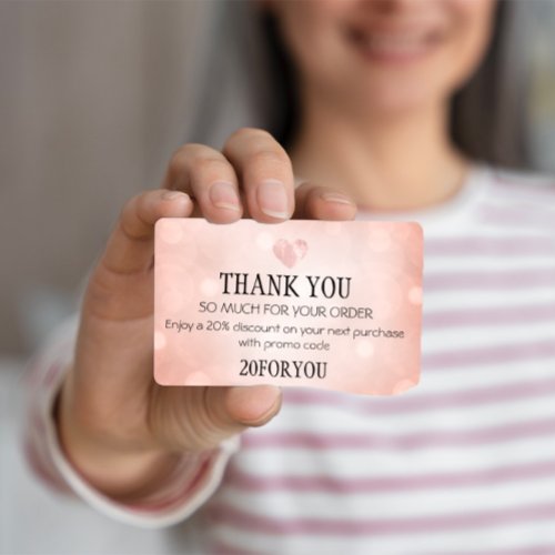 Thank You FOR PURCHASE Instagr Discount Code Rose Business Card
