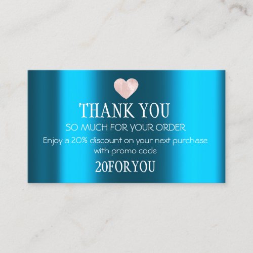 Thank You FOR PURCHASE Instagr Discount Code Teal Business Card