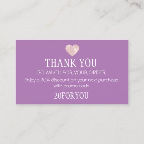 Thank You FOR PURCHASE Instagr Discount Code VIOLE Business Card