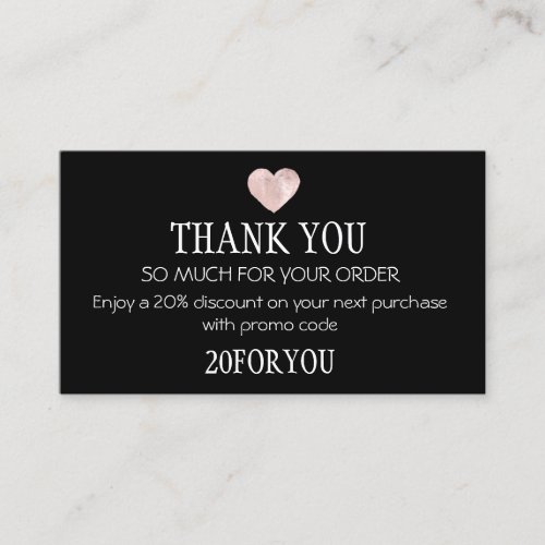 Thank You FOR PURCHASE Instagr Discount Codes Business Card