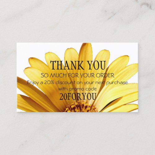 Thank You FOR PURCHASE Instagr Discount Flowers Business Card
