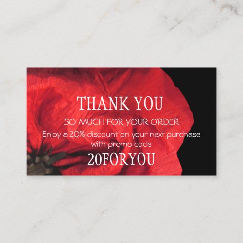 Thank You FOR PURCHASE Instagr Discount Red Business Card