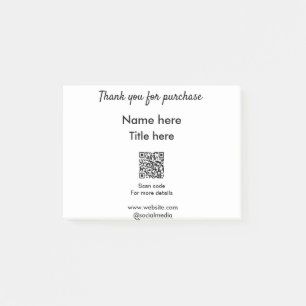 Thank you for purchase name title here scan QR Post-it Notes