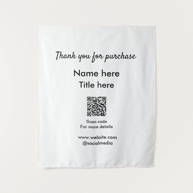 Thank you for purchase name title here scan QR Tapestry (Front)
