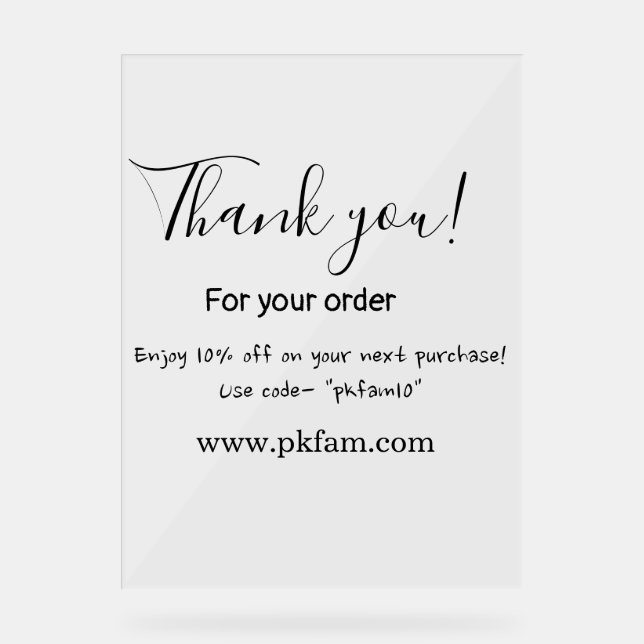 Thank you for purchase pink family business detail acrylic sign (Front)